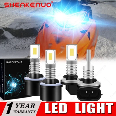 For Arctic Cat Crossfire 1000 600 700 4 LED Headlight Combo High Low 8000K Bulbs - Image 1 of 4