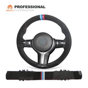 DIY Black Suede Car Steering Wheel Cover for BMW F30 F34 F22 F23 F32 F33 F36 F10 - Picture 1 of 9