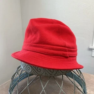 Vintage LL BEAN Wool Banded Bucket Hat Women’s Size L Red Wool Made in Italy VGC - Picture 1 of 10