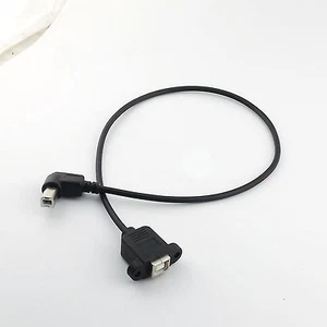 2pcs USB 2.0 B Male Right Angle to B Female Socket Panel Printer Cable Cord 50cm - Picture 1 of 5