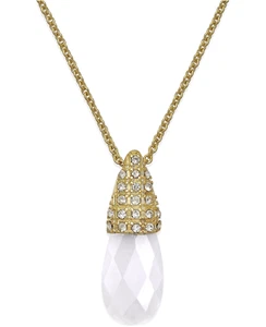 Collar LAUREN Ralph Lauren Blanco Briolette Pavé Tono Dorado $78 NUEVO En Caja - Imagen 1 de 5