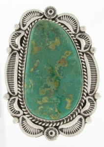 9 - Anillo Turquesa Gema Azul Natural Por Artista Navajo Ella M. Linkin - Imagen 1 de 5