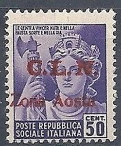 1944 EMISSIONI LOCALI AOSTA 50 CENT MNH ** - RR9632 - Picture 1 of 1