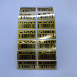 Barcode Number Stickers 500pcs Gold Color Consecutive Serial Numbers Sticker - Picture 1 of 5