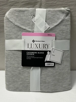 Новая женская толстовка с капюшоном Member's Mark с серыми ребрами отделка Luxe кашемировая смесь размер SMALL - Изображение 1 из 2