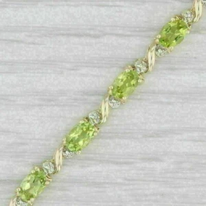 3Ct Oval Cut Lab Created Peridot Women's Tennis Bracelet 14K Yellow Gold Plated - Picture 1 of 4