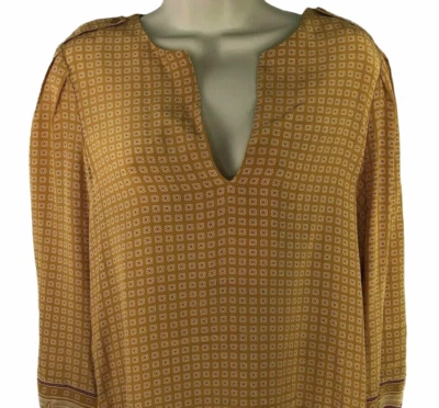 Женский топ Joie размер XS золотисто-янтарный пикантный шелковый шарф с геометрическим принтом блузка - Изображение 1 из 4