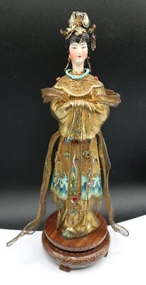 Chinese Empress Phoenix Hair Accessories Figure Gilt Silver & Enamel Filigree - Image 1 of 4