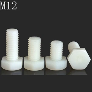 Juego de tornillos/pernos de cabeza hexagonal de plástico blanco M12 x 1,75 12 mm DIN 933 - Imagen 1 de 4