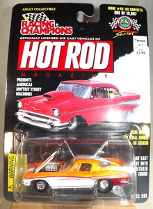1997 Racing Champions #45 Hot Rod Magazine '63 CORVETTE Orange/White RubberTires - Picture 1 of 6