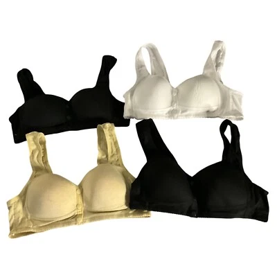 Juego de 4 Sujetadores Acolchados Inalámbricos con Botón Cierre Frontal Negro Blanco Amarillo Mediano M Foto 1 de 4