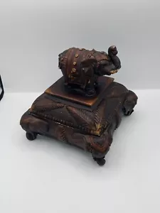 Caja de baratija decorativa vintage de elefante con tapa caja de recuerdo de joyas hallazgo raro - Imagen 1 de 22