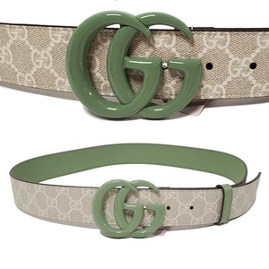 CINTURÓN GUCCI 400593 GG LOGO SUPREME MONOGRAMA VERDE HEBILLA MARMONT 95/38 - Imagen 1 de 11