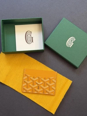 100% AUTHENTIC Goyard Saint Sulpice Yellow Card Holder Wallet Leather Canvas - Image 1 of 4