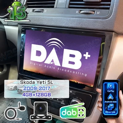 DAB+ 4+128GB Android 15 Autoradio Für Skoda Yeti 2008-2013 CarPlay GPS Navi BT - Bild 1 von 4