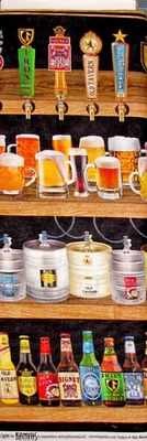 Alcohol Keg Bottle Glass Stripe Fabric By The Yard Ale House Cotton Benartex - Image 1 of 3