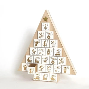 15 Inch Christmas Tree Wooden Advent Calendar with 24 Drawers Countdown to Ch... - Picture 1 of 9