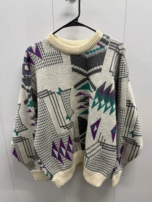 VTG Coogi Mens Cardigan Sweater Multicolor Wool Oversized Crewneck Biggie Large - Image 1 of 4