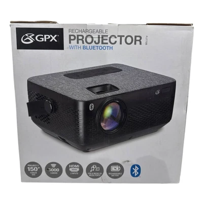 GPX Rechargeable Projector 1080P with Bluetooth HDMI USB MicroSD 5000 Lumens - Image 1 of 4