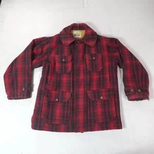 Chaqueta Woolrich De Colección Para Hombres 42 Rojo Negro Cuadros Abrigo de Campo de Lana Mackinaw Años 70 - Imagen 1 de 18