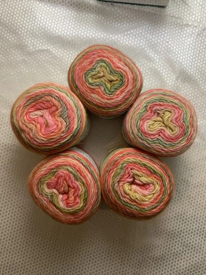 Silky Soft Gradient Ombre Cake Yarn Candy Apple 5x 100g 280m Cotton Acrylic Wool - Image 1 of 4