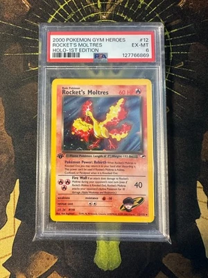 Pokemon Rocket's Moltres 12/132 Gym Heroes 1st Edition Vintage Holo PSA 6 - Image 1 of 2