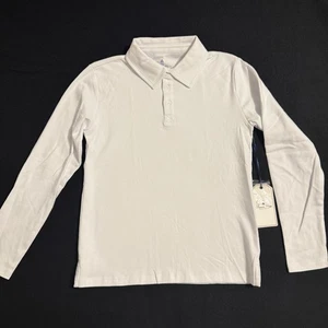 Classic Prep Polo Kids 12 Shirt White Long Sleeve Organic Cotton Preppy Minimal - Picture 1 of 15