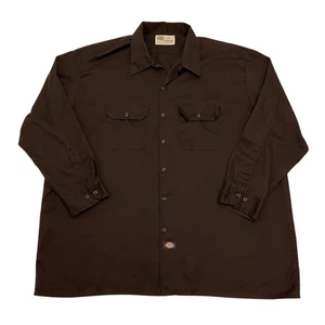 Dickies Work Shirt Brown Mens 3XL Long Sleeve Button Front Cotton Blend - Picture 1 of 9