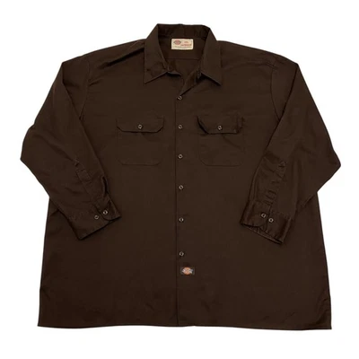 Dickies Work Shirt Brown Mens 3XL Long Sleeve Button Front Cotton Blend - Image 1 of 4