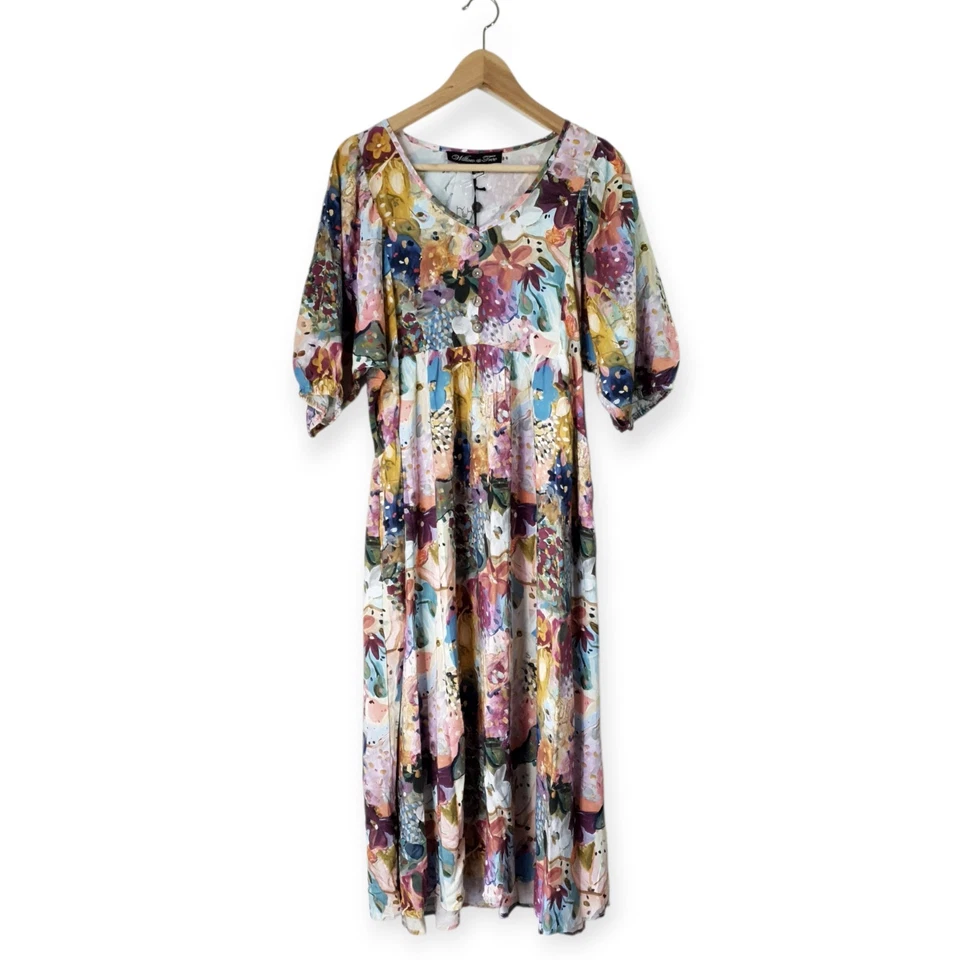 Willow & Tree BNWT Women's Size 10 Colourful Floral Print Casual Midi Dress - image 1 of 4