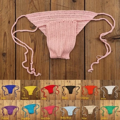 Calzoncillos de ganchillo a mano para hombre ropa interior de tiro bajo para nadar y tomar el sol Foto 1 de 4
