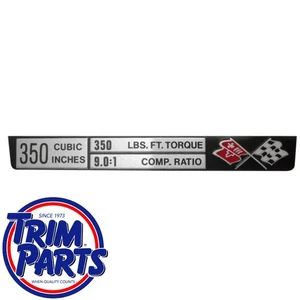 US MADE 1973 Corvette Engine Center Console Data Plate L82 350/350/9.0:1 C3 NEW - Bild 1 von 3