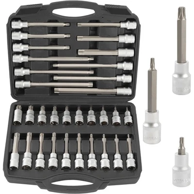 TECPO INNEN TORX NÜSSE STECKSCHLÜSSEL SATZ 1/2 ZOLL WERKZEUG INNENTORX BITS - Bild 1 von 4