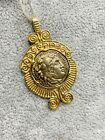 Ancient Greek Coin In Gold Bezel Pendant 14k & Silver Rare Drachma Aber Levine