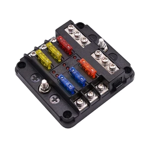 Bloque de Fusibles, Bloque de Fusibles Marino 12-24V Impermeable Barco Panel de Fusibles con Advertencia LED - Imagen 1 de 12