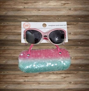 NEW Girls 'Watermelon' Sequin Sunglasses & Sunglass Case - Picture 1 of 1