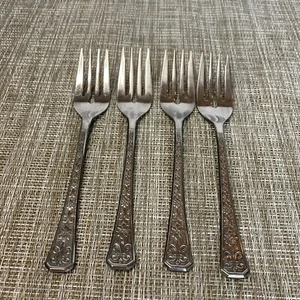 Interpur FLORENZ Stainless Japan Salad Forks Fleur De Lis Accent set of four - Picture 1 of 10