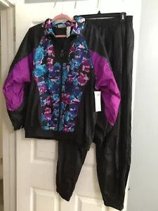 Vintage Basic Editions Womens Nylon Track Suit Jacket & Pants Y2K Size L - NWT - Picture 1 of 9