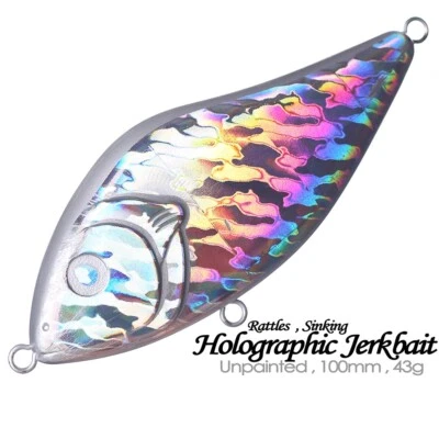 5PCS 43G Blank/Holographic Glider Jerkbait DIY Unpainted Bait Blank Fishing Lure - Image 1 of 4