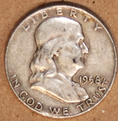 1958-D Franklin Half Dollar - Extra Fine - #3528V Cover