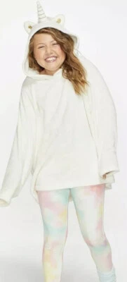 NUEVO CON ETIQUETAS Justice Girls Unicornio Pijama Arco Iris Sudadera con Capucha Peluche Pj’s Sherpa Legging Set 6 Foto 1 de 2