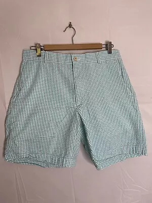 Southern Tide Men’s Sz 32 The Skipjack Shorts Seer Sucker Green White Check 2668 - Image 1 of 4