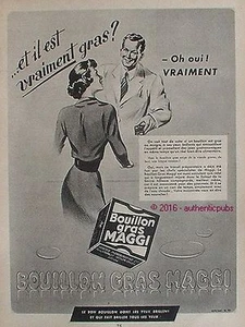 PUBLICITE MAGGI BOUILLON GRAS VIANDE ALIMENTAIRE DE 1951 FRENCH AD PUB VINTAGE - Imagen 1 de 1