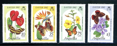 Anguilla Scott #480-483 MNH Easter 1982 Flowers Butterflies CV$8+ Cover