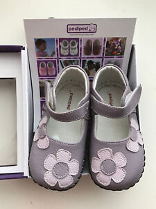 PEDIPED Baby Girl Shoes 12-18 MO Mary Jane Mauve Leather Hand Sewn Soft Sole NEW