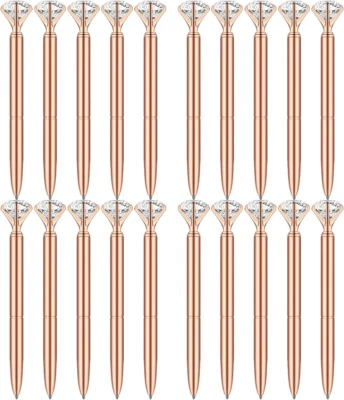 20 bolígrafos de diamantes de oro rosa Bling diamante gema pluma decoración regalos para mujer dama de honor Foto 1 de 4