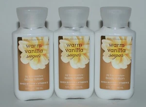 3 BATH & BODY WORKS WARM VANILLA SUGAR BODY LOTION HAND CREAM TRAVEL SIZE 3 OZ - Picture 1 of 5