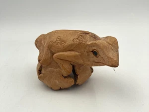 3" High Balinese Hand Carved Root Frog Sculpture Indonesia - Picture 1 of 5