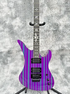 US Metallic Green Stripes Purple Electric Guitar HH Pickups Floyed Rose Stock - Picture 1 of 14