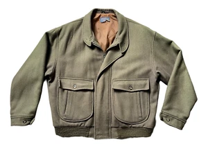 Vintage Late 70's Pendleton OD Green Wool Bomber Jacket Size Large 3M Thinsulate - Picture 1 of 13